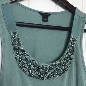 Ann Taylor pearl beaded bib tank